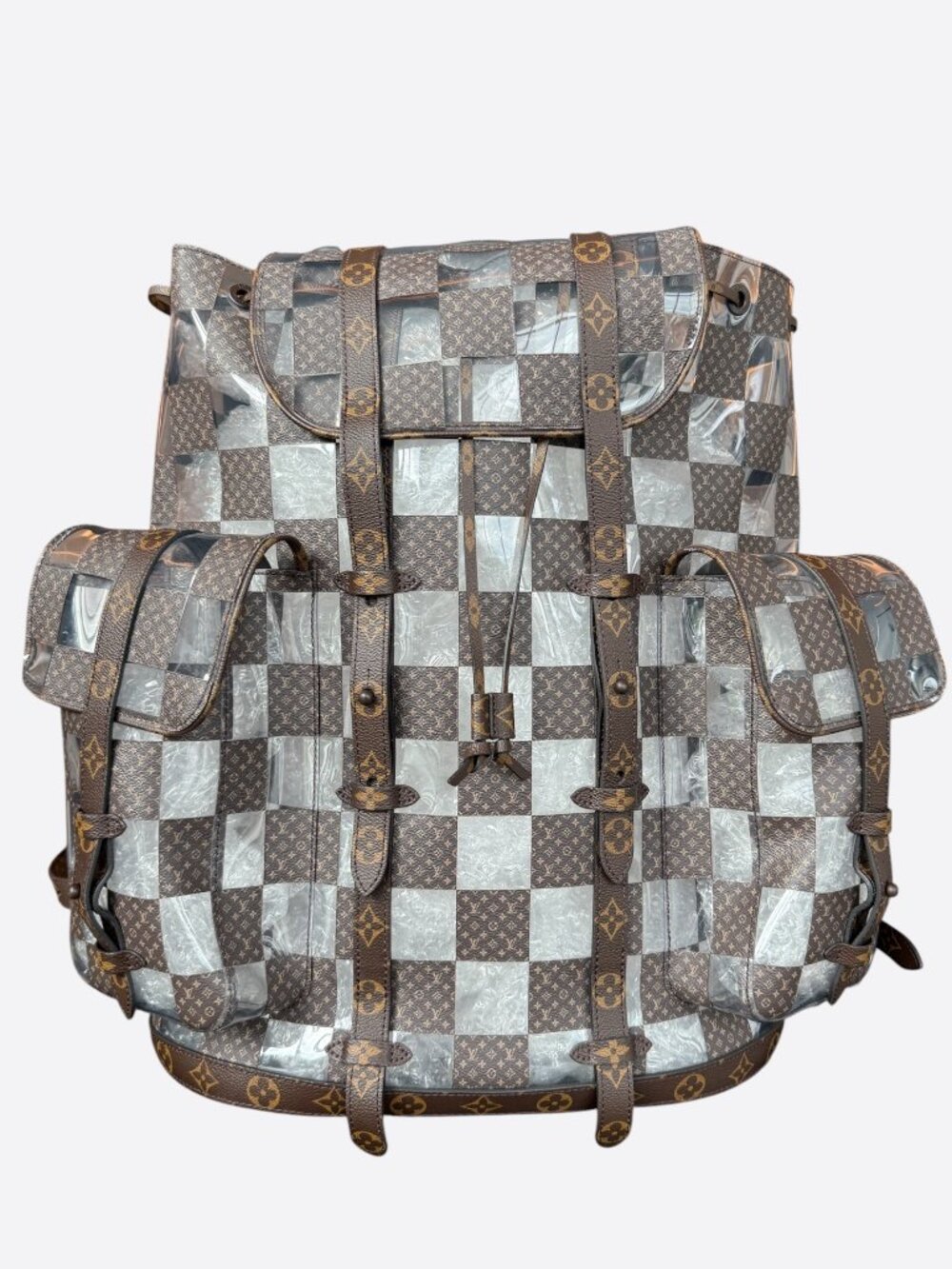 Louis Vuitton Transparent Brown Chess Monogram Christopher Backpack